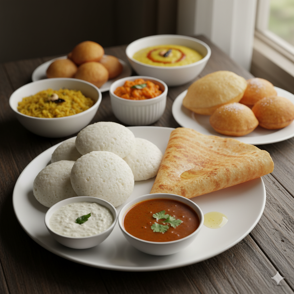 Variety of South Indian Vegetarian Dishes
